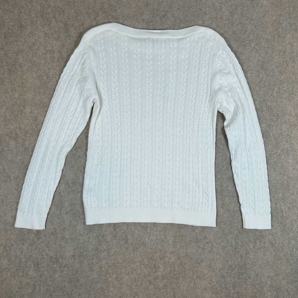 Tommy Hilfiger Sweater Womens Size M White Cable Knit Boat Neck Billie J1XS0477 - Picture 6 of 8